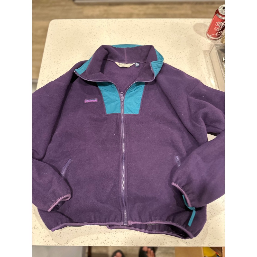Vintage Columbia Sportswear Fleece Jacket Mens XL Purple Teal Full Zip USA Made